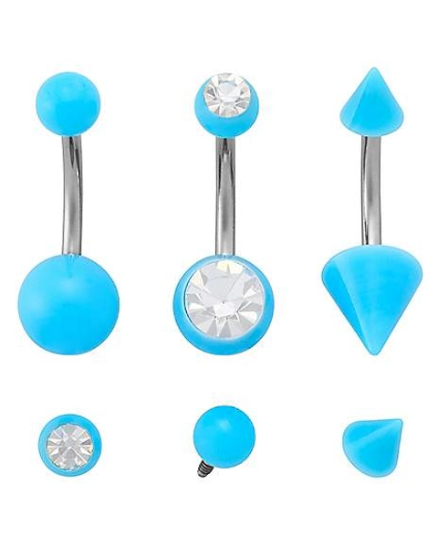 Multi-Pack Titanium Blue Belly Rings