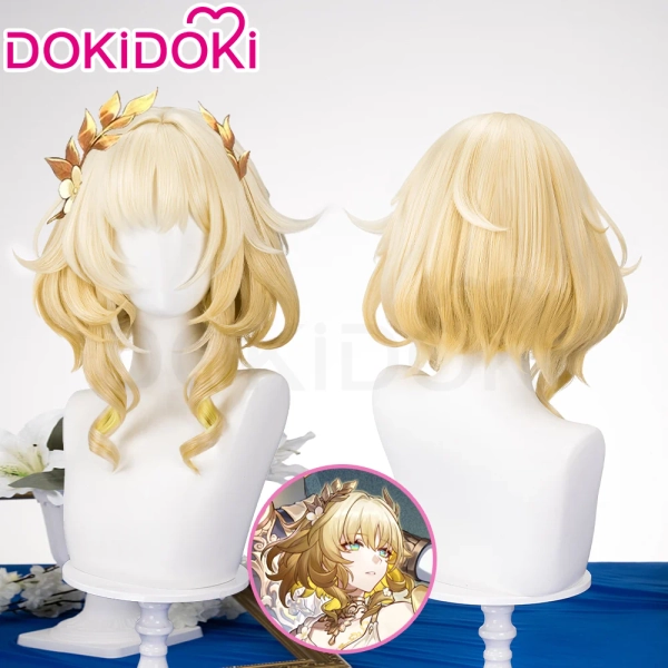 【Ready For Ship】DokiDoki Game Honkai: Star Rail Cosplay Aglaea Wig Short Golden Trichiasis Hair - Wig Only-Ready For Ship