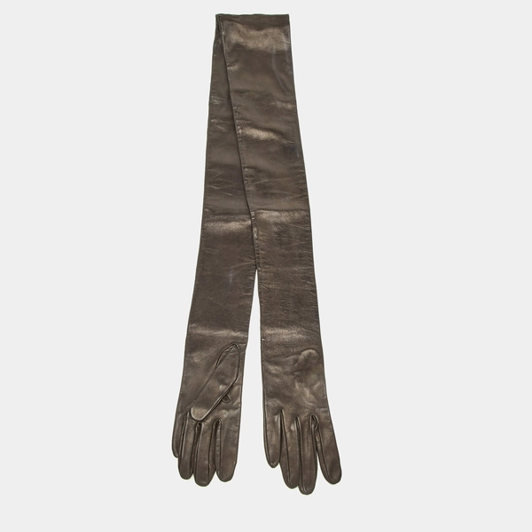 Dolce & Gabbana Black Leather Glove Hem Bandeau Scarf