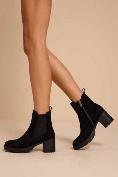 Amari Black Suede Ankle Boots