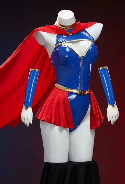 Superhero Derivative Sexy Lingerie Set Halter Bodysuit with Skirt and Cape