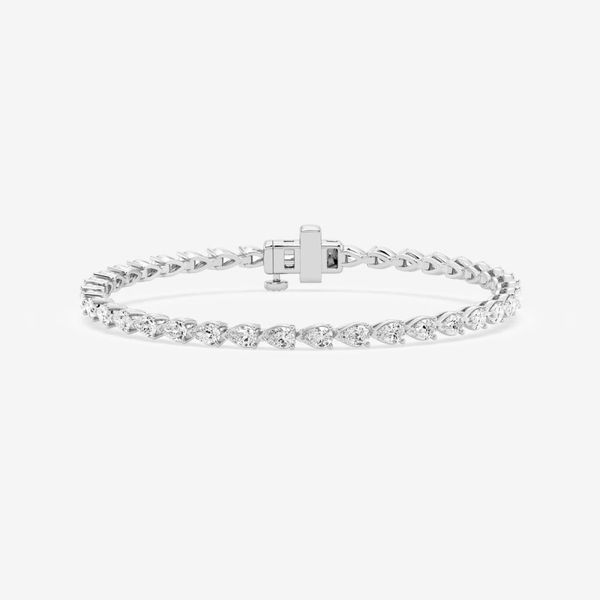 5 ctw Pear Lab Grown Diamond East-West Tennis Bracelet - 7 Inches 14K White Gold, DE, VS1