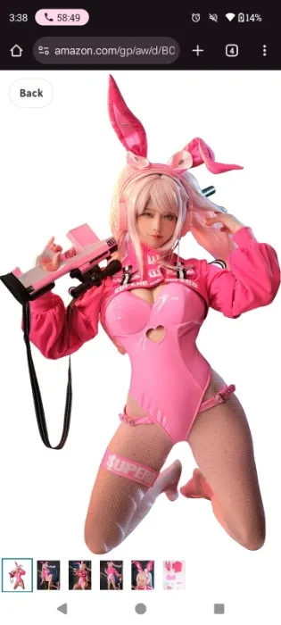 Bunny Cosplay Costume With Jacket Headband Fishnet Stockings Bunny Bodysuit (pink, small) : Clothing, Shoes & Jewelry