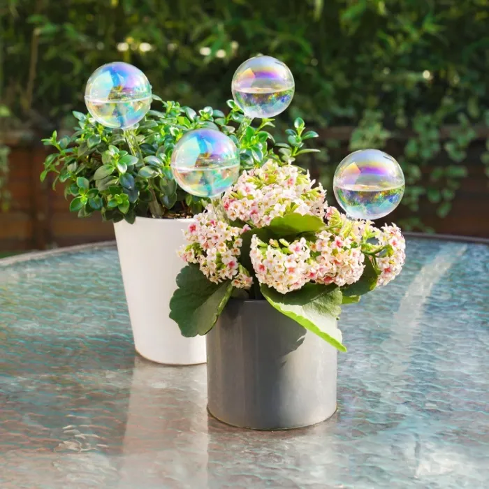 [4 Pieces] Light Iridescent Glass Watering Globes