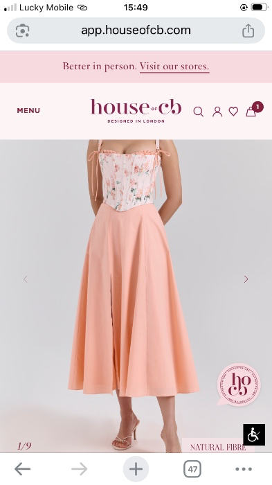 Clarabelle Peach Cotton Detachable Corset Midi SunDress
