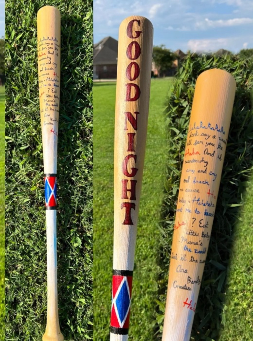 Hand-painted Harley Quinn baseball bat