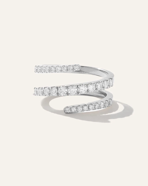 14K Gold Diamond Spiral Ring in Yellow Gold