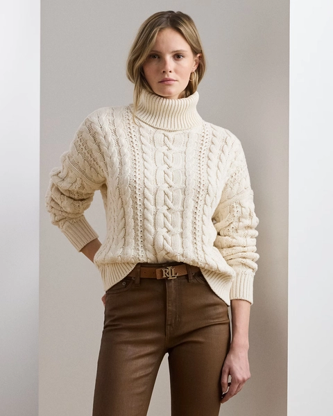 Cable-Knit Turtleneck Sweater