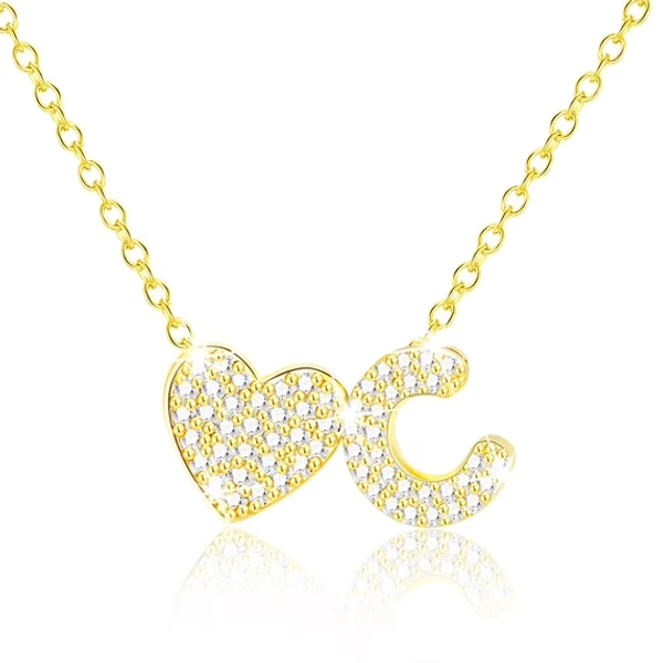 APSVO 18K Gold Plated Love Heart Initial Necklaces for Women Girls CZ Letter C Pendant Chain Birthday Graduation Jewelry Gifts Teen Her Mom Girlfriend Wife Female Daughter Kids Age Ideas