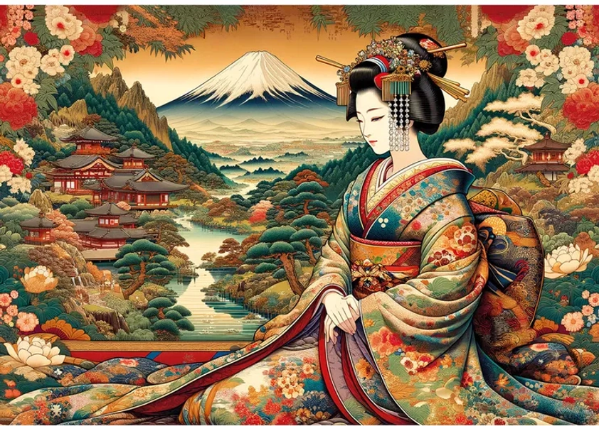 Ukiyo-e - Free Form Puzzle Cut (