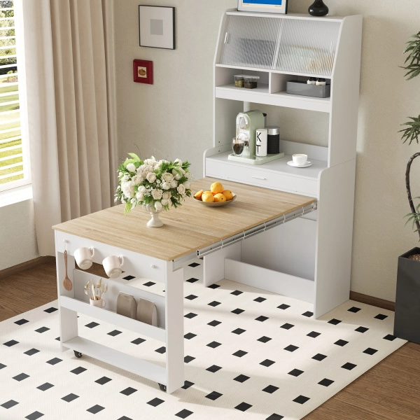 Latitude Run® Kitchen Pantry Cabinet with Extendable Table - Wayfair Canada