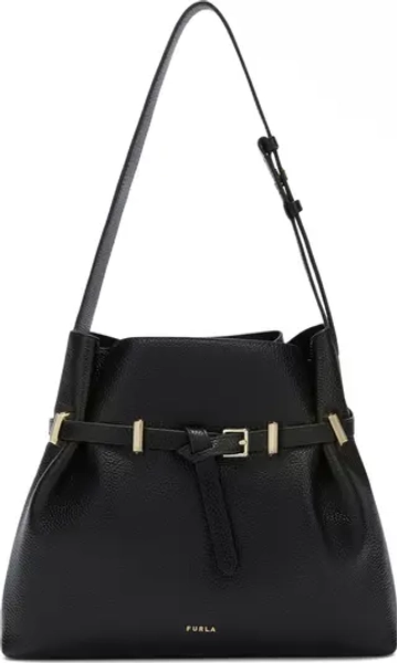 Aura Belted Leather Shoulder Bag