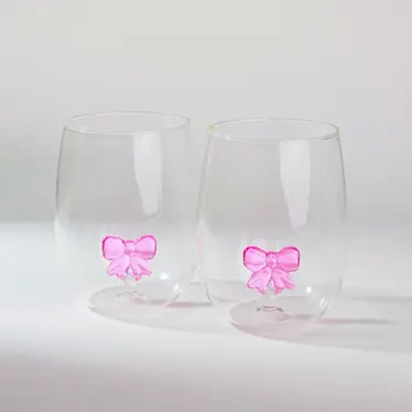 Dish & Dash Stemless Wine Glasses Bow 2 Pack