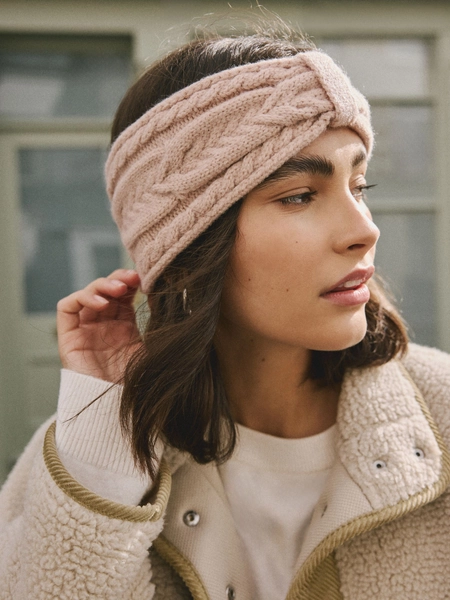 Pink Cable Knit Headband