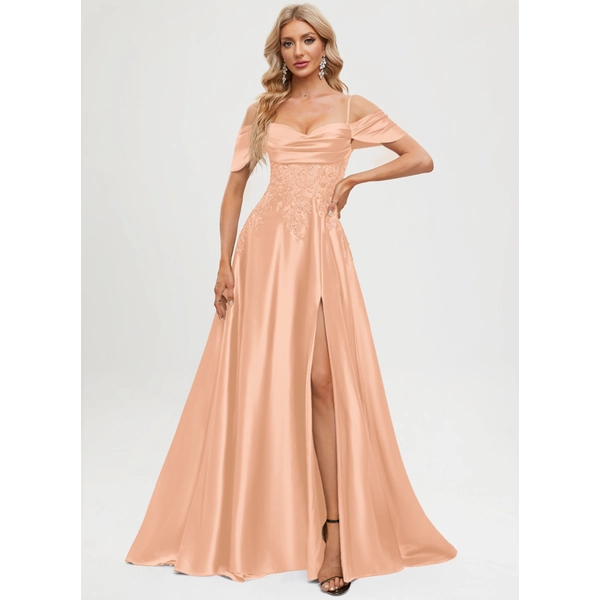 Alivienne A-line Sweetheart Spaghetti Straps Corset Satin Prom Dress | JJ's House
