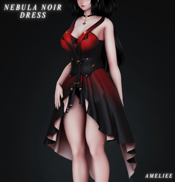 Nebula Noir Dress (VRCHAT) by Ameliee on Jinxxy