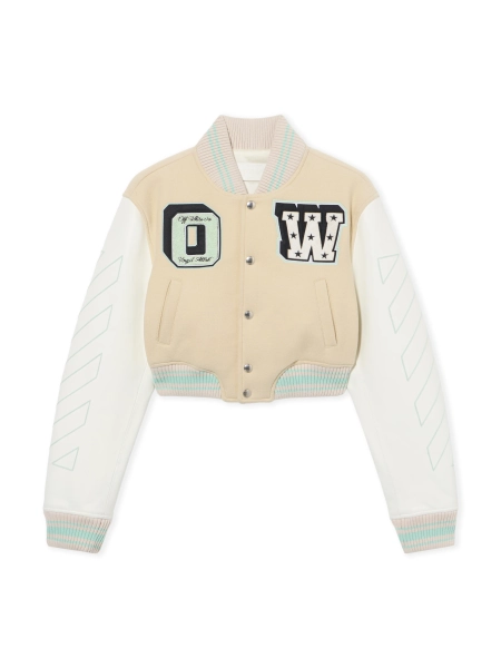OFF WHITE Giacca Varsity Graffiti Crop - Female Cappotti E Giacche White Asparagus-misty Blue 36 36