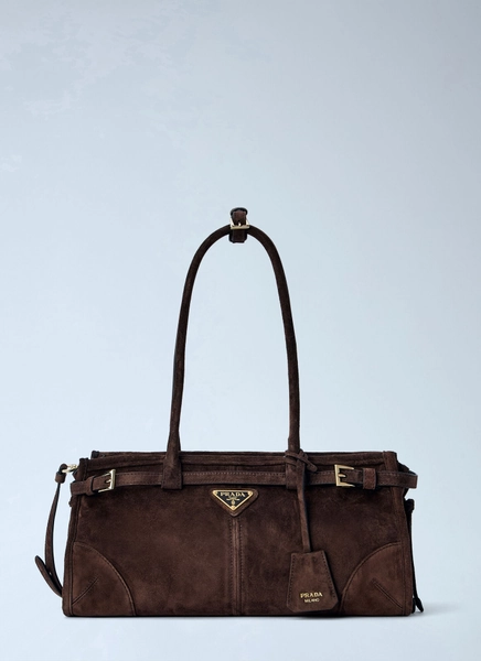 Prada Medium Bonnie Suede Leather Handbag - Woman Handbags Brown One Size One Size