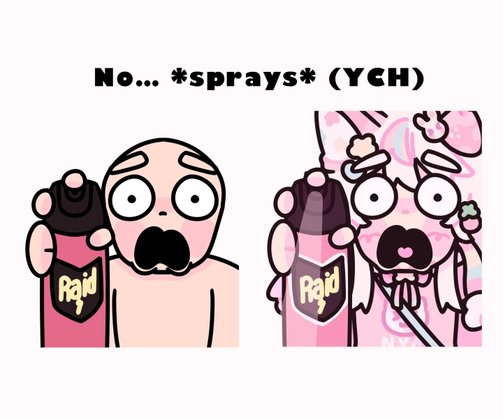 No... *sprays* Emote (YCH) by Cakepawzz