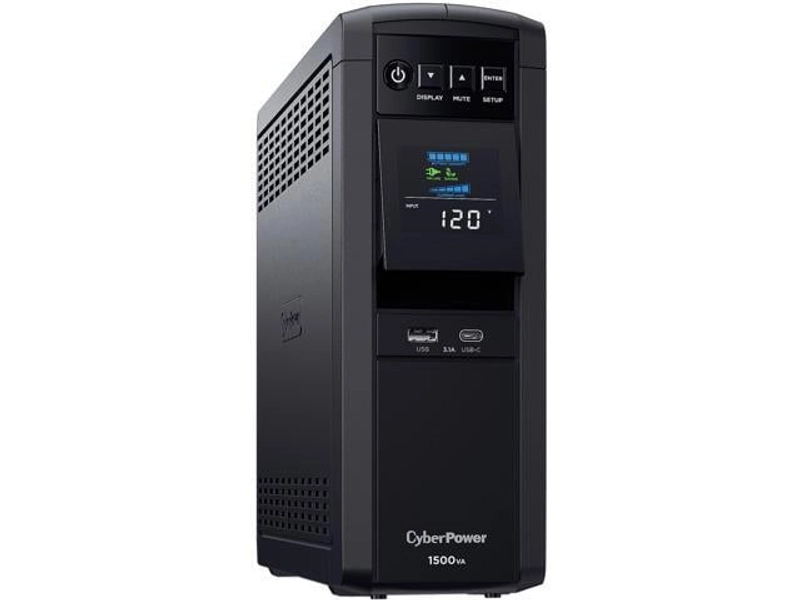 CyberPower CP1500PFCLCD PFC Sinewave UPS Systems - 1500VA/1000W, 120 VAC, NEMA 5-15P, Mini-Tower, Sine Wave, 12 Outlets, LCD, PowerPanel