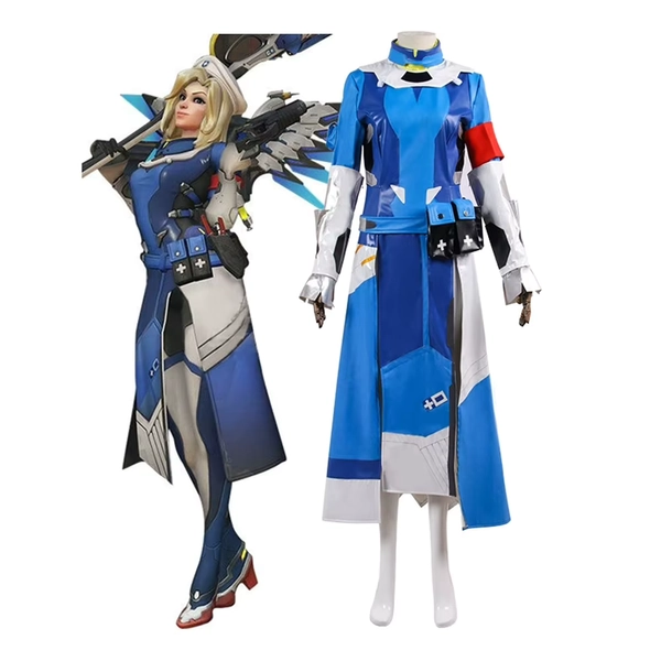 Costume de cosplay Game Mercy Field Doctor pour femme, ensemble complet de costumes bleus de combat, tenues de fête d'Halloween et de carnaval - AliExpress 