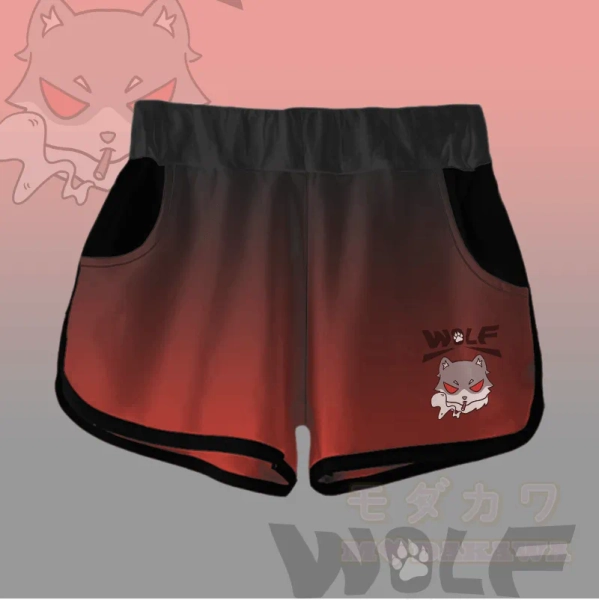 MODAKAWA Gradient Smoking Wolf Graphic Shorts