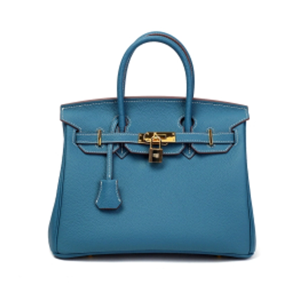 Blue Genuine Leather Satchel Bag Big Handbags for Work