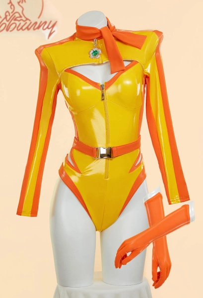 Daisy Princess Derivative Sexy Lingerie Set Racing Suit Striped Cutout Bodysuit with Belt Gloves