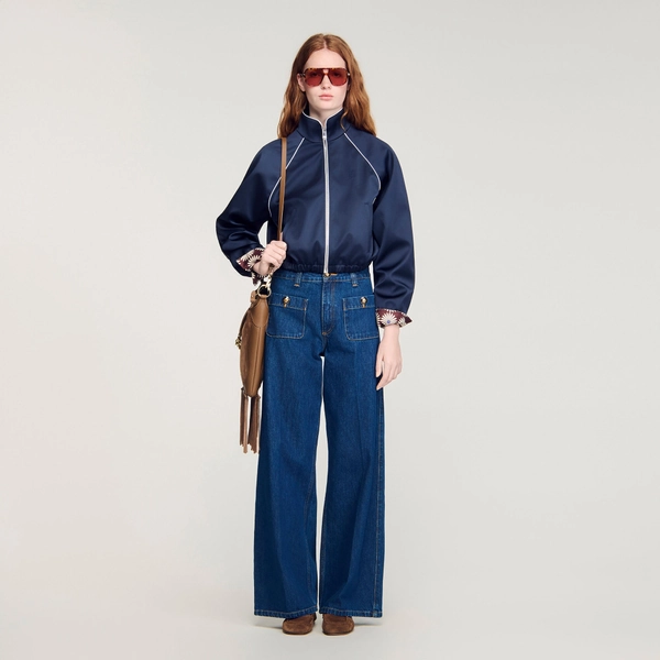 Raw straight patch pocket jeans