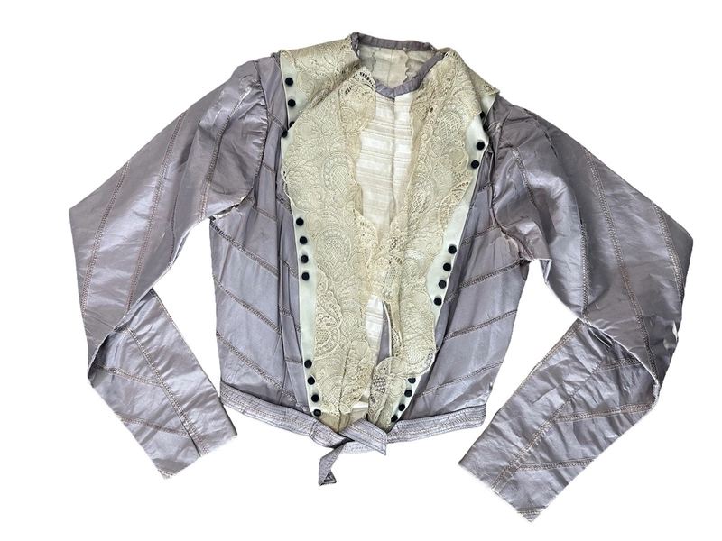  Victorian-era bodice Antique Silk Corset Boning Purple Xxs As Is