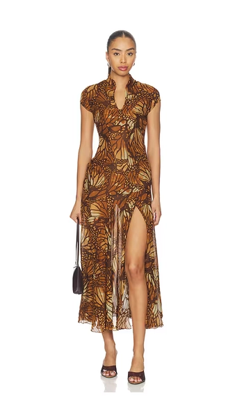 Kim Shui Midi Dress in Brown. - size XS