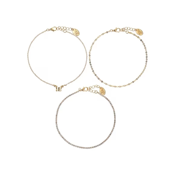 Time and Tru Women's Goldtone Butterfly Motif Anklet Set, 3 Pieces