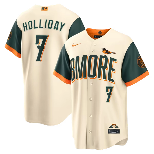 Men's Baltimore Orioles Jackson Holliday Nike Cream 2026 City Connect Stadium Jersey