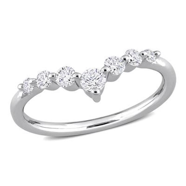 Created Forever 3/8 CT TGW Lab Created Diamond Chevron Ring in Platinum Plated Sterling Silver