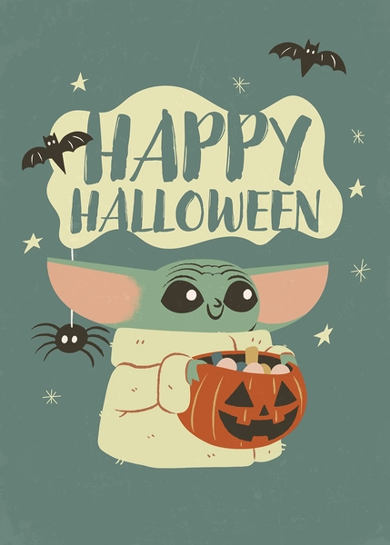 'Happy Halloween from Grogu' Poster, picture, metal print, paint by Star Wars | Displate
