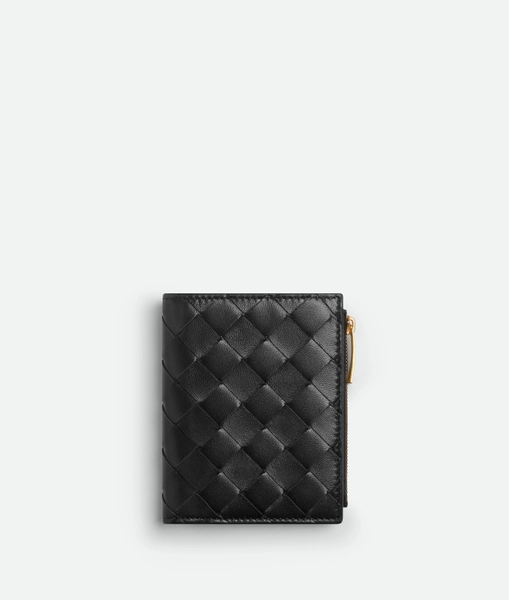 Women's Intrecciato Small Bi-Fold Wallet in Black
