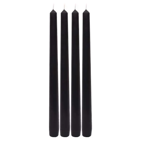 4-Pack Black Unscented Overdip Taper Candles, 10"