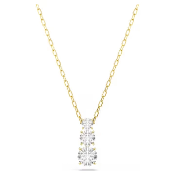 Stilla Attract pendant, Round cut, White, Gold-tone plated