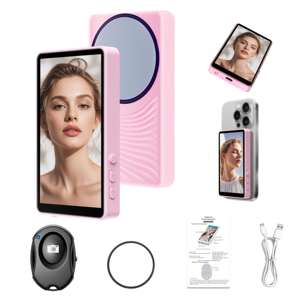 TEMU 2026 Vlog Live Streaming Screen Magnetic Selfie Monitor Features A Rear-facing Camera And Comes In Multiple Colors. Compatible With Ios And