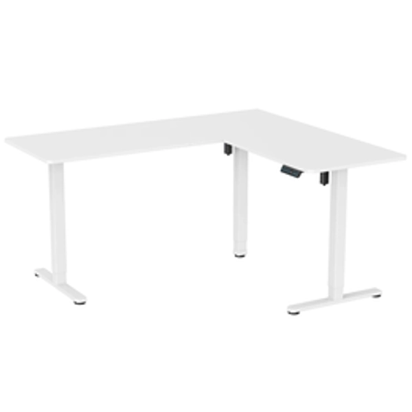 Ergolux Electric L-Shaped Dual-Motor Standing Desk 160 x 140cm (White/White)