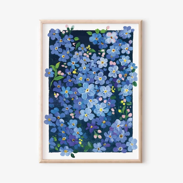 Forget-me-not Gouache Painting: Flower Art Print - Etsy Canada