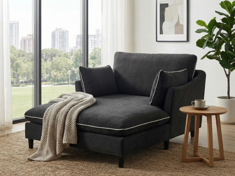 51''W Upholstered Chaise Lounge