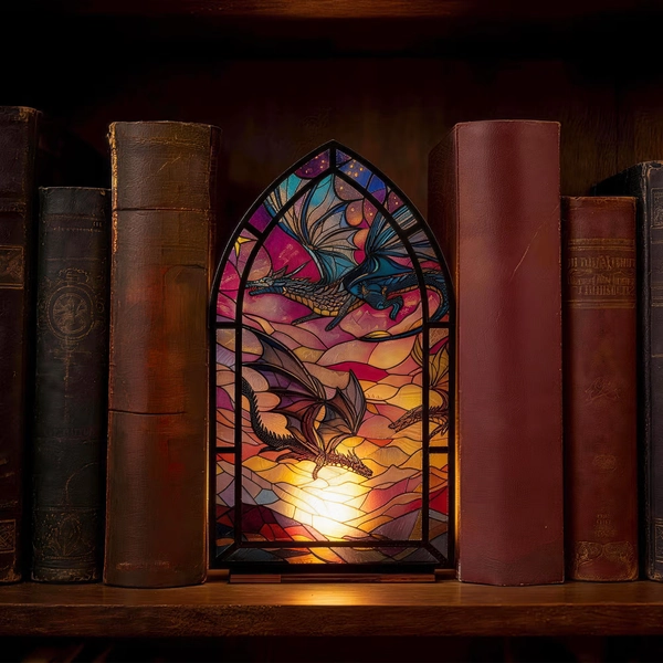 Décor de bibliothèque en bois avec bougie LED et texte Cadeau d'anniversaire pour les amoureux des livres et les fans de fantaisie - CALLIE