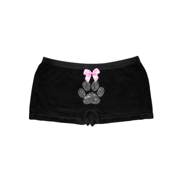 FERAL KITTY RHINESTONE BOY-SHORTS