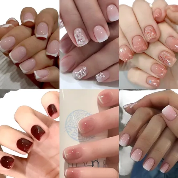 144 Pzs Uñas Postizas a Prescrílicas Purpurina Rosa