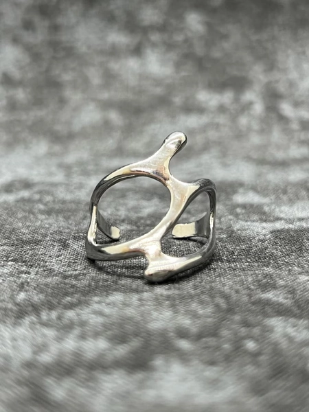 Minimalist Silver Fluid Ring: Abstract Open Design, Adjustable - Etsy