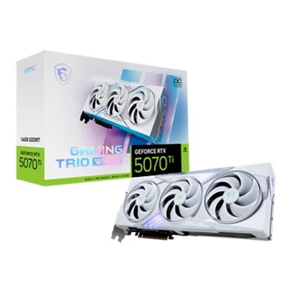 MSI NVIDIA GeForce RTX 5070 Ti GAMING TRIO OC WHITE 16GB GDDR7 Graphics Card, DLSS 4, 8960 Core, 2572 MHz Boost