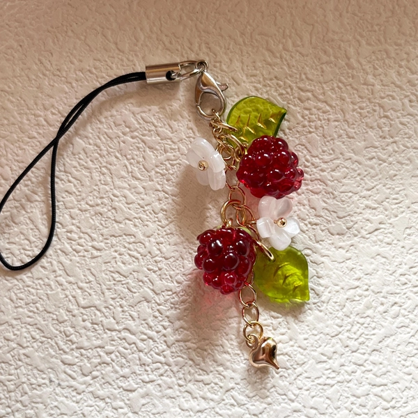 Cute Raspberry  Phone charm, Purse charm, Key charm
