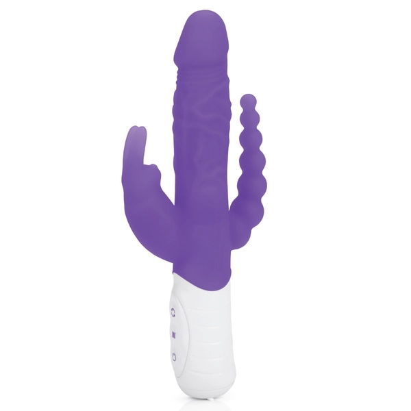 Rabbit Essentials Slim Realistic Double Penetration Vibrator with Rotating Beads