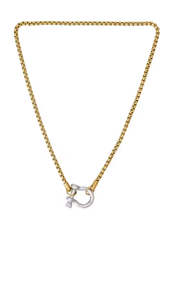petit moments Chunky Carabiner Necklace in Metallic Gold,Metallic Silver.